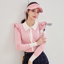 여성 골프웨어 제이제인 어깨 프릴 니트 집업 (Pink)