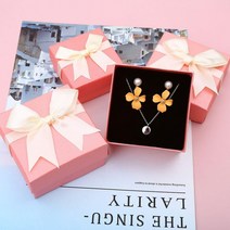 예쁜 선물박스 주얼리케이스 고급포장 레드 리본 상자_핑크(2 size), 6.2cmX6.2cmX3.7cm 2개