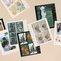 정사각 하드 바인더 세트/커버 네컷 4x6사진 앨범 노트 다이어리 속지 수납, 화이트 앨범 속지 10매x2