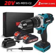 WOSAI 20V 브러시리스 전기 드릴 20 토크 115NM 무선 스크루 드라이버 리튬 이온 배터리 전력 스크루 드라이버 드릴, 협동사, WS-MD13-C2, 유럽 ​​연합