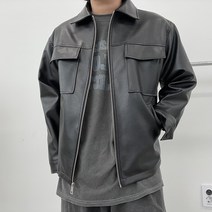 남자 루즈 투포켓 지퍼 레자 자켓 2COLOR