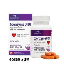 코엔자임q10 코큐텐 코엔자임큐텐 코엔자임 Q10 큐10 코큐10 COQ10 항산화 혈관 혈행 영양제, 60캡슐*3개