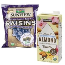 유기농건포도 스낵팩 +오가닉 아몬드음료 (과즙이풍부한/유기농/더달고쫄깃한/점보사이즈/커클랜드시그니춰/유기농아몬드음료/바닐라향 음료/스페인)간편하게, 상세설명