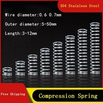 스프링 스테인레스 스틸 압축 304 와이어 직경 0.6mm 0.7mm y형 로터 리턴 10 개, 02 0.7mm, 05 25mm