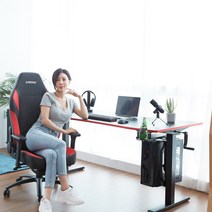 제닉스 ARENA-X 핸들 스탠딩 높이조절 컴퓨터 게이밍 책상 모션데스크, 수동다리 : 블랙, 수동상판 : 1200 그레이화이트