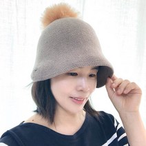 플러스모자 벨 니트 보닛 겨울 여성 라쿤털 버킷햇 벙거지