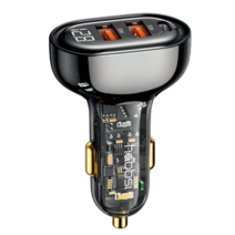 햅시 125W PD 3포트 LED 차량용 초고속 충전기 전압체크 시거잭 충전, 블랙