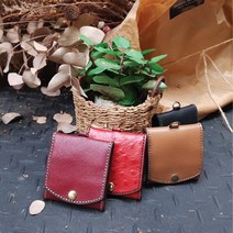 로스킨 사각동전지갑 반제품 DIY 수업용키트(소가죽) 가죽공예 DIY 패키지, 타조 와인