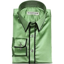 이럭셔리클럽 트리밍 배색 맞춤 디자인 실크 셔츠 DS220957