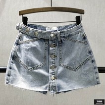 가바바 여성 청반바지 특이한 육각형포켓 치마바지 여름 데님반바지 G46928