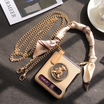 OCESAP FOR SAMSUNG GALAXY Z FLIP 5G 케이스 3 IN 1 클래식 베어 스탠드 COSSBY 체인 커버 삼성 FILP 플립 4G, For Galaxy Z Flip|Ribbon Chain