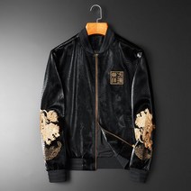 남성 명품 스카쟌 가죽 뱀피 가을 아우터 조폭 자켓 건달 패션 일본 유니크 야구 점퍼 힙한