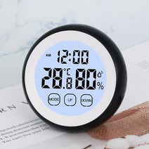구우스 LCD 온도 습도 벽 탁상 겸용 터치스크린 알람 시계, 블랙