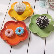 세트 티타임 소품 빈티지 파티 꽃접시 도자기 카페 접시 그릇 꽃모양 플라워 식기 모던, 핑크