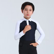 어린이 긴팔 승마 대회 훈련 속건성 흰색 티셔츠 어린이 승마 의류 승마복 승마 셔츠, 네이비 블루 스플라이싱 110, 다른 크기