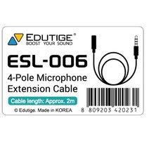 에듀티지 ESL-006-2M 3.5mm 4극 마이크 연장선 2미터 [정품] EIM-001 EIM-003 EIM-009 EIM-008 슈어 MVL 로데 SmartLav+