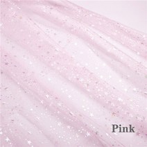 반짝이 스타 인쇄 얇은 명주 그물 원단 여자를위한 155cm 너비 여름 드레스 공주 드레스 수제 DIY 의류 장식 원단, Pink, Pink_155X100CM