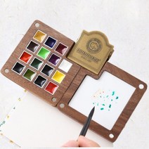 미엘 미니 휴대용 여행용 미술용 나무 팔레트 15색, 1개