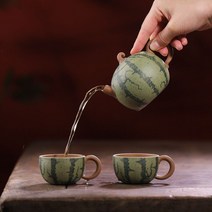 다도세트 다기 세트 자사호 보이차 선물 수공예 도자기 전통 숙우 차판 다구 차도구, 라지 수박 저그 225ml