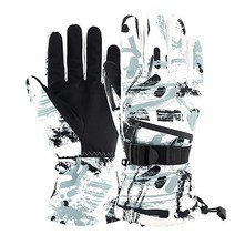 EDIACE 스키 장갑 -34.4°C(-60°F) 방수 터치 스크린 스노보드 장갑 남성 여성 여아 남아 청소년 추운 날씨용 따뜻한 겨울 장갑 (블랙 그래피티 XL), X-Large