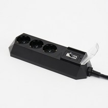 아이정 4000W 고용량 대용량 고전력 과부하차단 3구 블랙 멀티탭, 1.5M