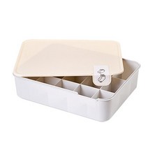3색 가정용 장식 덮여 브래지어 속옷 스토리지 구획 상자 레이블 뚜껑 트렁크 홈, 05 15 Grid Beige