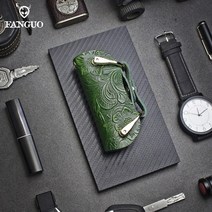 비즈키링 자동차키홀더 가방키링현대 디자이너 새로운 정품 가죽 스마트 키 지갑 DIY 체인 EDC 포켓 자동차, 08 green