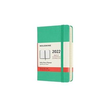 Moleskine 클래식 12개월 2022 데일리 플래너 하드 커버 포켓 (8.9 x 14cm(3.5 5.5인치)) 아이스 그린, Scarlet Red