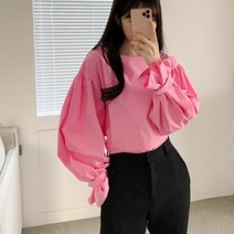 프릴블라우스 입술넥 퍼프블라우스 안나 여성 보트넥 봄블라우스