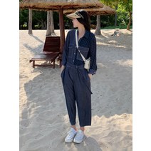 여름 점프슈트 여름시폰 데님 스플 라이스 툴링 점프 슈트 슬림 캐주얼 점프슈트 귀여우면서 스타일리쉬