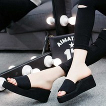 ■인기■ 여성 사무실 슬리퍼 통굽 검정 단화 5cm 패션 보세