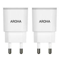 국산 아로하 2.1A 2usb 휴대폰 멀티 충전기 갤럭시 아이폰 호환 충전기 케이블 별도, 화이트20개(2개x10개)