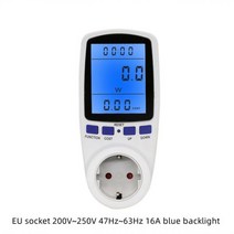 와트메타 측정 기구 전력 분석기 백라이트 소켓 전력계 에너지 미터 전기 소비 측정기 모니터, 한국 플러그 blue backlight