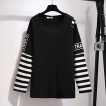 150Kg Plus Size Women s Autumn Striped Long-Sleeved T-shirt Casual Pants Bust 157cm 6 [C00080315]