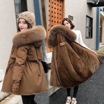겨울 롱패딩 가벼운 여성 새로운 재킷 파카 패션 롱 코트 울 라이너 후드 파카 슬림 모피 칼라 따뜻한 스노우웨어 패딩 옷