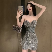 GDSHOP블링블링 반짝이 원피스 글래머 반짝이 지퍼 벨트 튜 YHFACAI