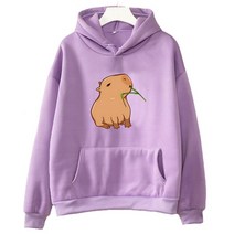 여성 후리스 후드집업 Funny Capybara-여성/남성 카와이 만화 프린트 후드 셔츠 하라주쿠 그래픽 풀오버 소녀 유니섹스 패션