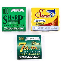 Straight Edge Barber Razor/Shavette Razor Blade Variety Pack - 300 Blades - 100 Each of Shark Sharp, 1
