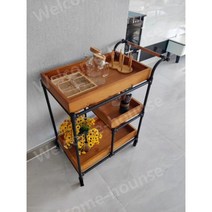 북웨건 책꽂이 트레일러 선반 원목 트레이 도서관 트롤리 이동식 북카트 책장, 03.연한 갈색