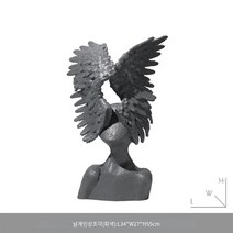 인물 조각상 도자기 인테리어 미술 작품 조각 장식품 집들이 선물 석고상 카페 거실 호텔 로비 사무실, 3.날개인상조각(회색)