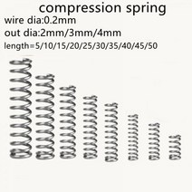 태엽 스프링 인장 볼트 코일 금형 스파이럴 대형 용수철 20pcs 0.2mm 압축 외경 2mm 3mm 4mm 스테인레스 스틸 마이크로 소형 압축, 2mm, 15mm