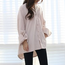 데이프릴 여성용 루엘 루즈핏 오버핏 벌룬 롱셔츠