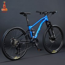 롤리 소프트 테일 산악 자전거 MTB 다운힐 더블 댐핑 자갈 크로스 컨트리 더트 바이크 26 인치 29, 파란색 _29인치 | 30