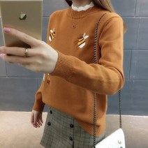 2020 new 가을 패션 니트 여성 풀오버 탑 꿀벌 프린팅 스웨터 터틀넥 점퍼
