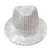 파티로 스팽글 신사 모자 8색상 반짝이 스팡글 장기자랑 공연, 실버