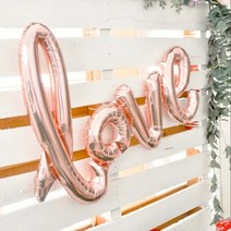 Love 필기체 은박 풍선 셀프웨딩소품 홈 파티 용품 러브 프로포즈 이벤트, Love필기체 풍선 - 로즈