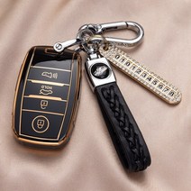 기아 스마트키 키케이스 K5 K3 더뉴K5 올뉴K5 EV6 뉴쏘렌토R 올뉴 스포티지QL 적용 가죽 키케이스 키홀더 TPJ-KA, 블랙