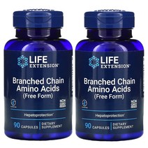 (2세트) Life Extension Branched Chain Amino Acids 라이프 익스텐션 BCAA 분지사슬 필수 아미노산 90캡슐 분지쇄 L 류신 발린 아이소류신, 1개, 기본