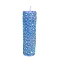 누수 방지 다이아몬드 음료수 병 라인석 커피 머그잔 물병 과일 주스 컵 간단한 병, 02 blue