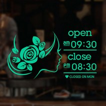 해피유 미용실 헤어샵 오픈클로즈 영업시간 스티커-파스텔 색상, 14번, 민트